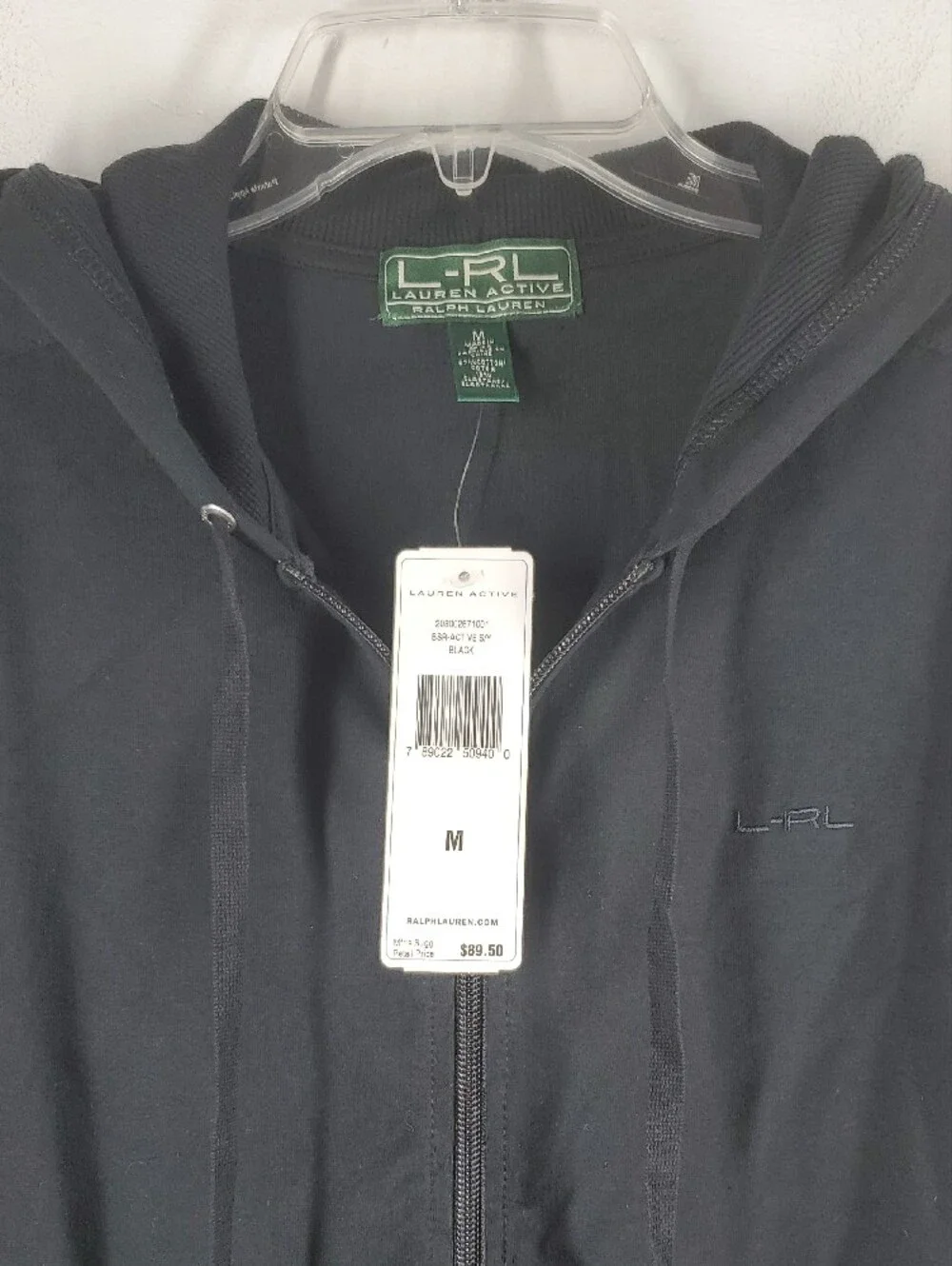 Lauren Ralph Lauren Active Black Zip Hoodie Jacket Womens Medium NWT